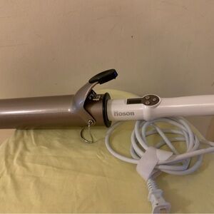 Hoson 1.25" White and Gold Curling Iron
